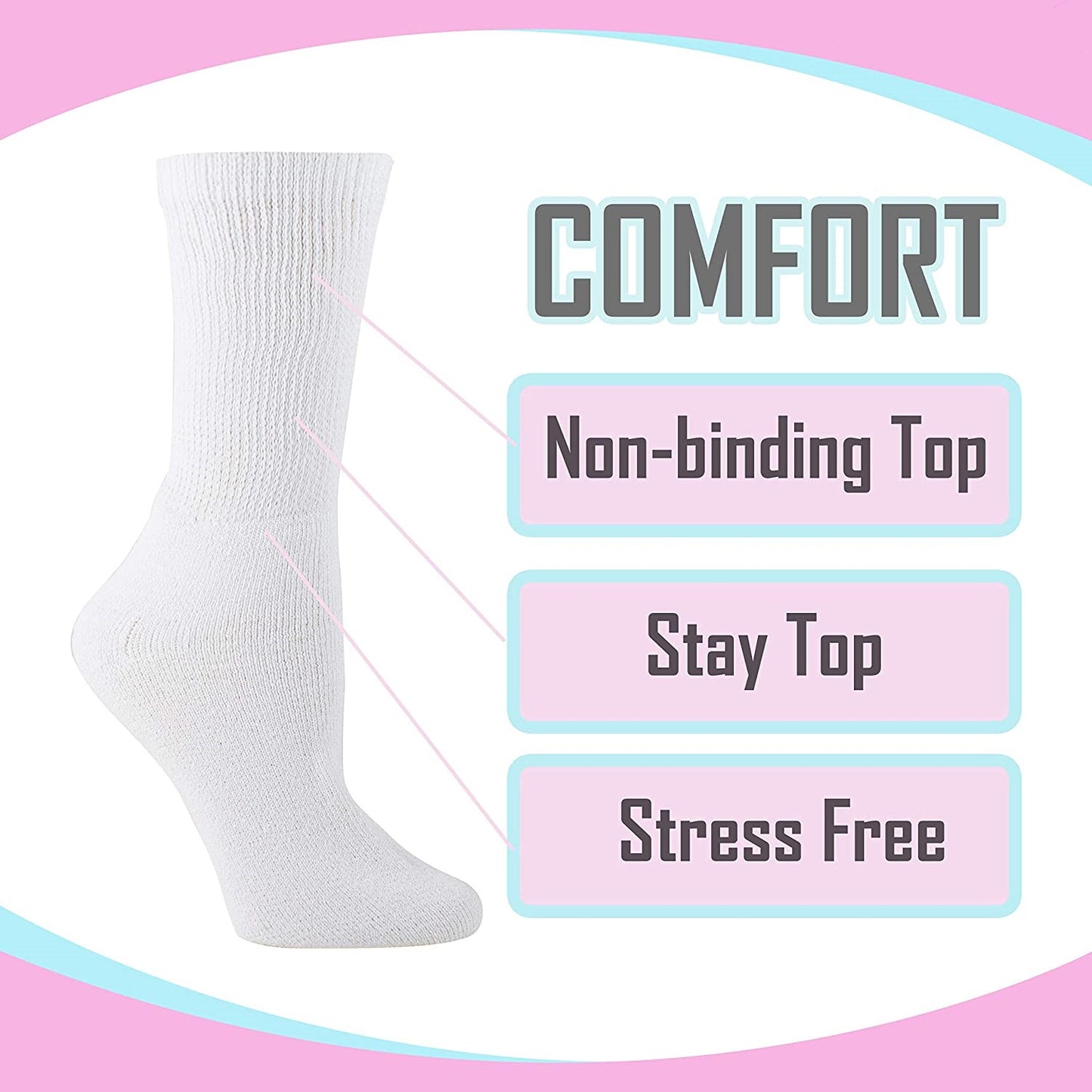  Busy Socks Soft Non-binding Top Diabetic Socks for