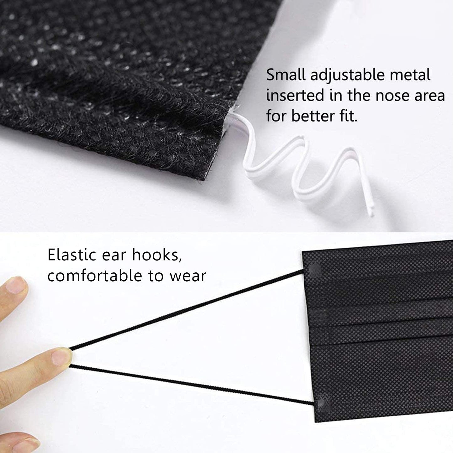 100PCS 3 Ply Black Disposable Face Mask Filter Protection Face Masks